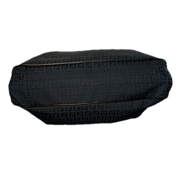 FENDI ZUCCHINO  Black Canvas Shoulder Bag with a Charm - Picture 7 of 13